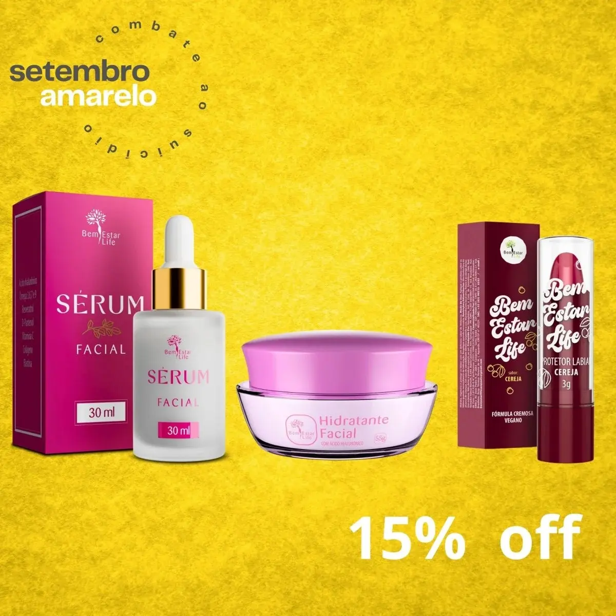 KIT 15% DESCONTO LANÇAMENTO SERUM FACIAL 30ML . + CREME FACIAL ACIDO HIALURONICO 60ML + PRESENTE PROTETOR LABIAL CEREJA