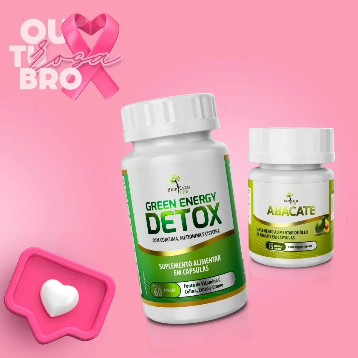 GREEN ENERGY DETOX, 60 CAPSULAS / PRESENTE ABACATE COM VITAMINA E - 15 CAPSULAS