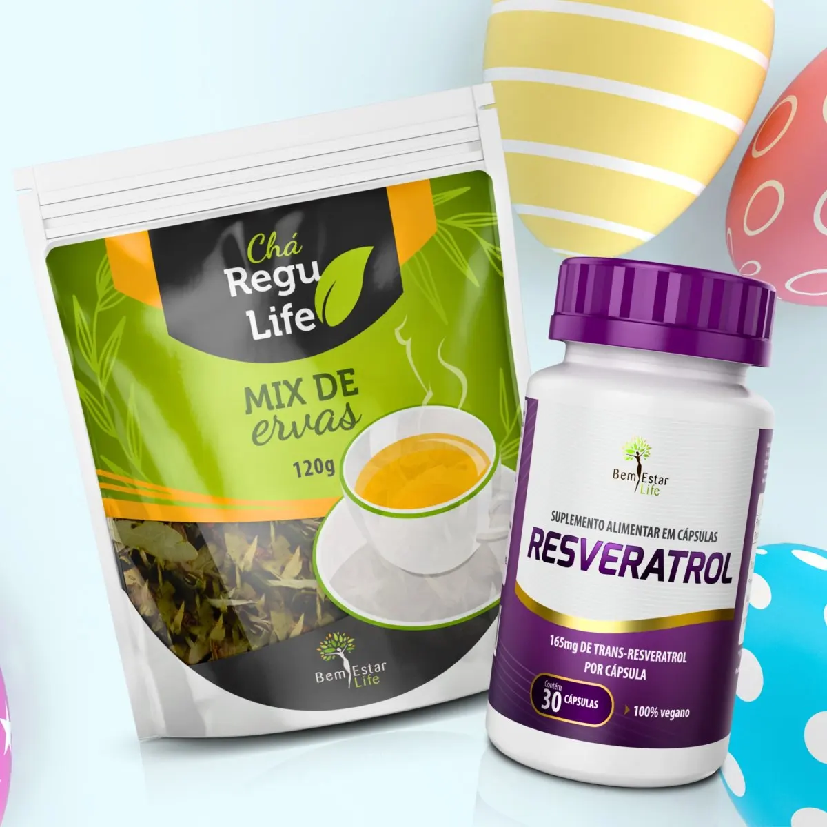 NA COMPRA DE RESVERATROL - BRINDE CHÁ REGU LIFE PACOTE 120 GR.