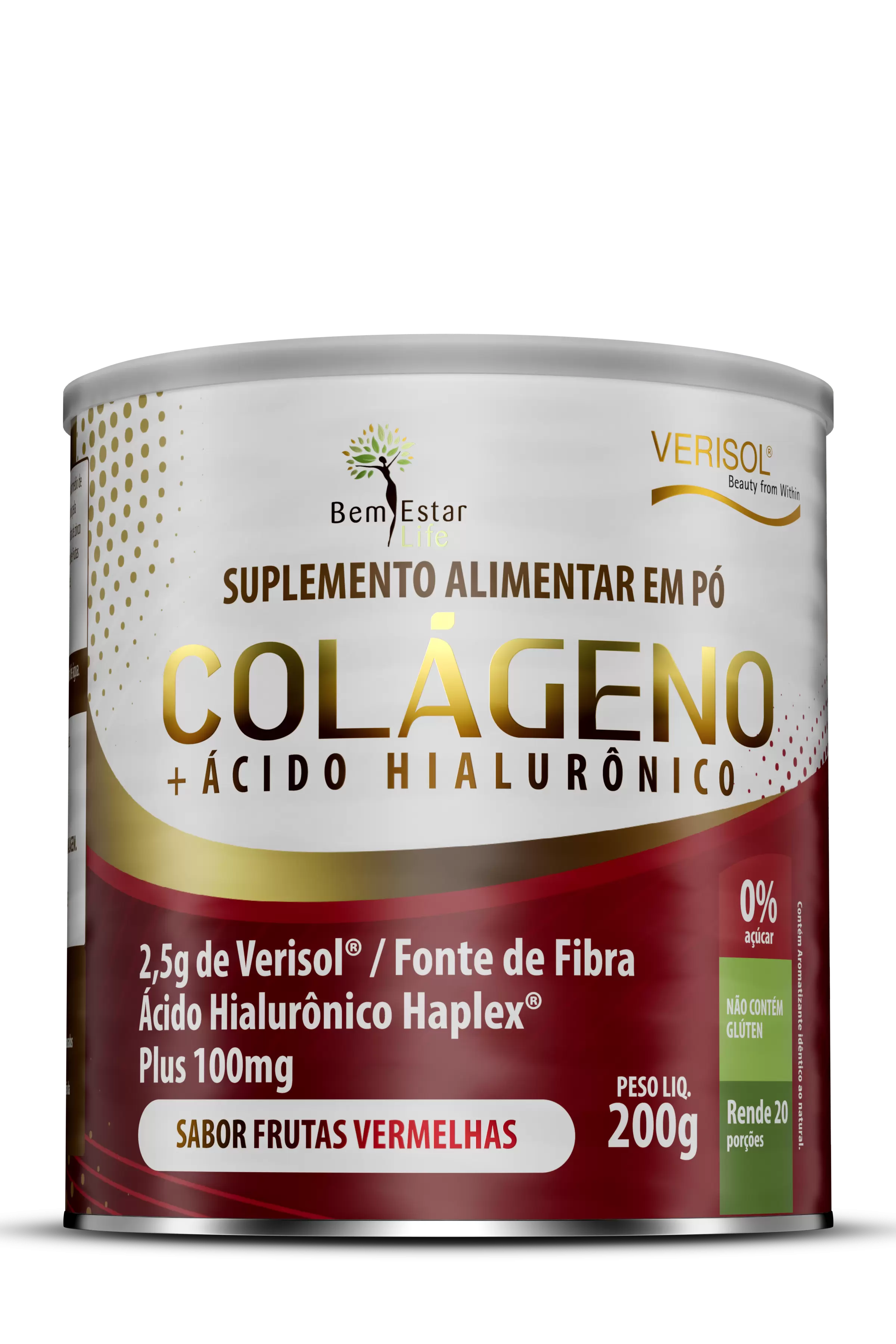 COLÁGENO VERISOL COM ÁCIDO HIALURÔNICO 200G. - SABOR FRUTAS VERMELHAS