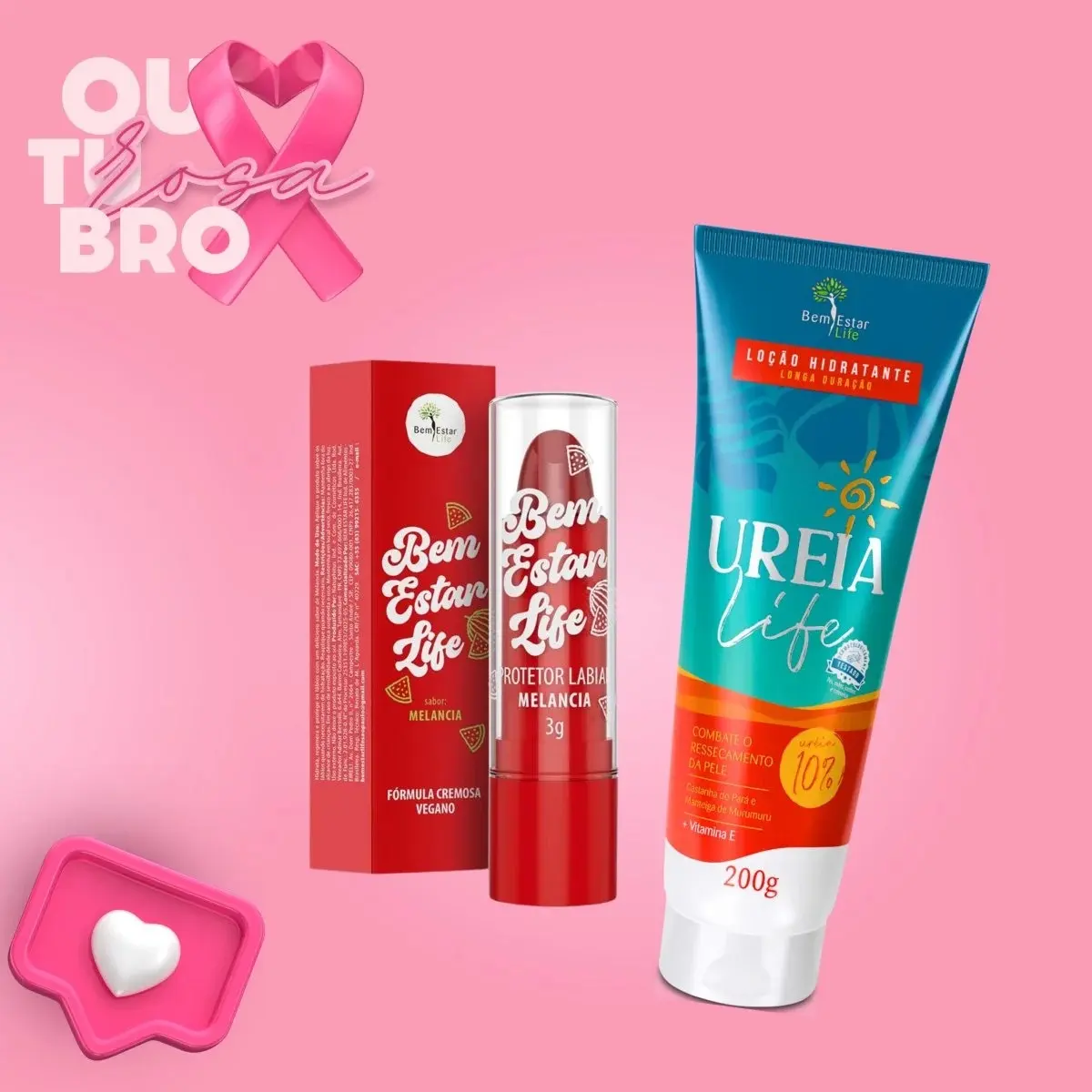 UREIA LIFE loção hidratante 200G. / PRESENTE PROTETOR LABIAL - SABOR MELANCIA