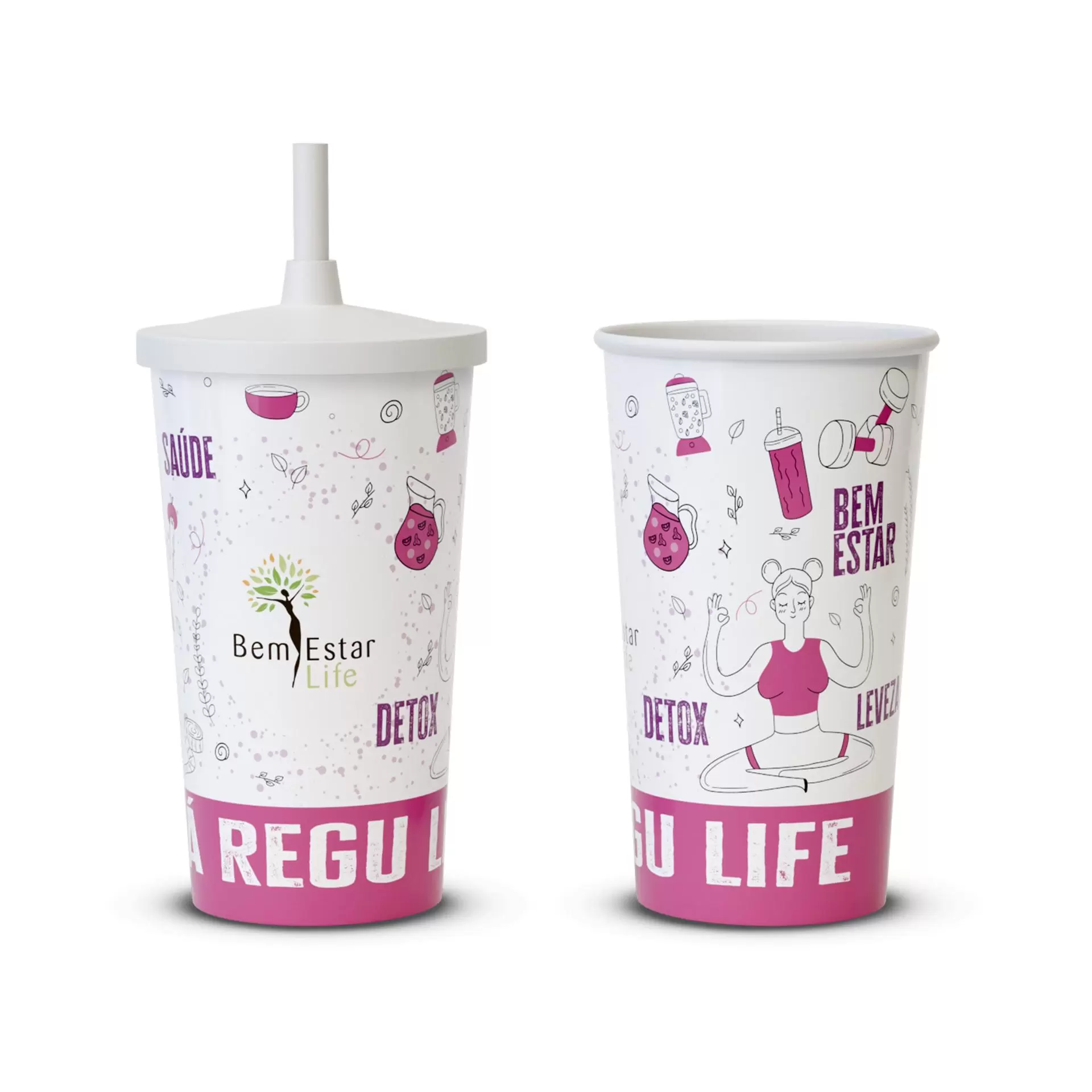 COPO ECOLOGICO 550 ML. COR ROSA COM CANUDO (MATERIAL DE TRABALHO) (CLONE)