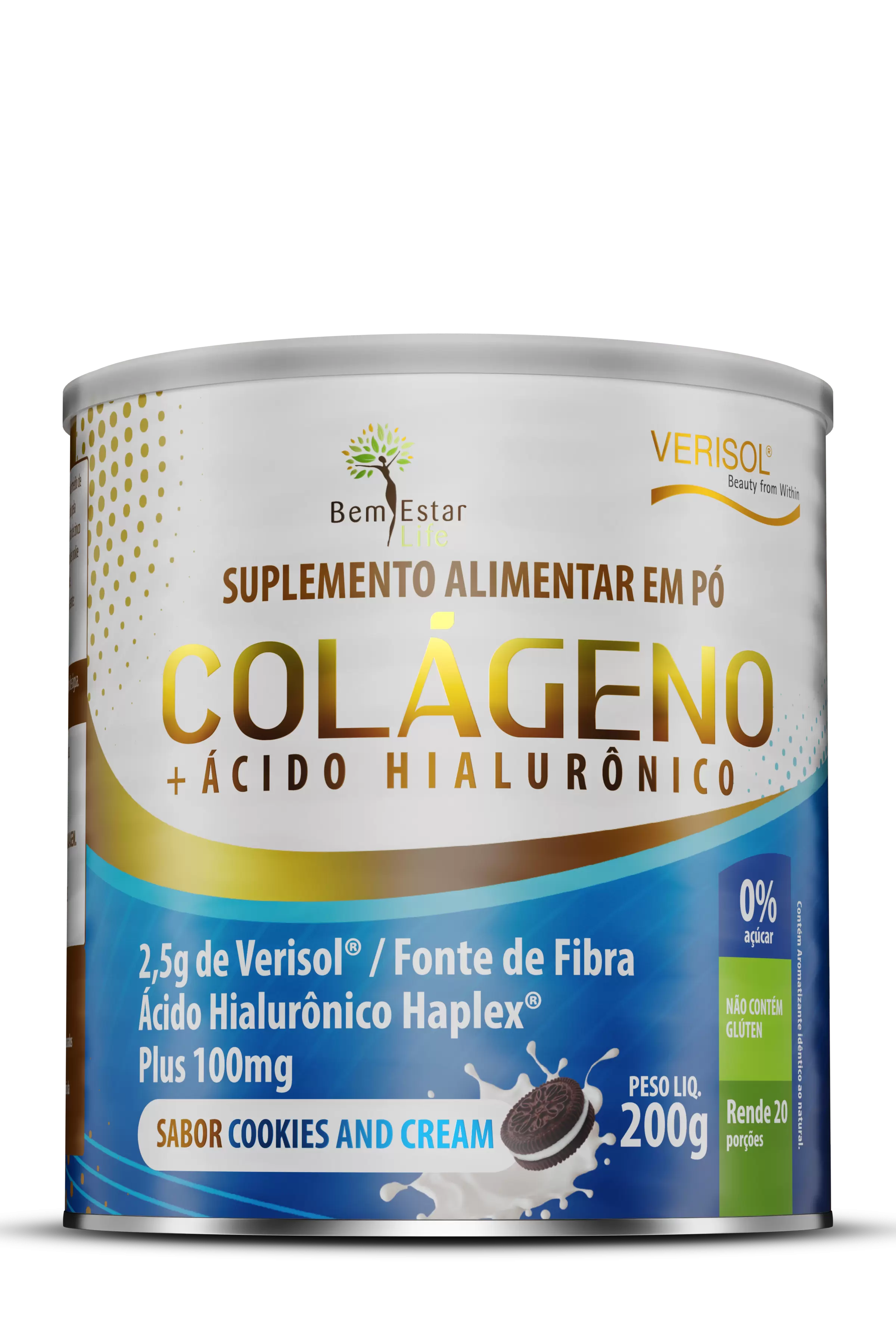 COLÁGENO VERISOL COM ÁCIDO HIALURÔNICO 200G. - SABOR COOKIES AND CREAM
