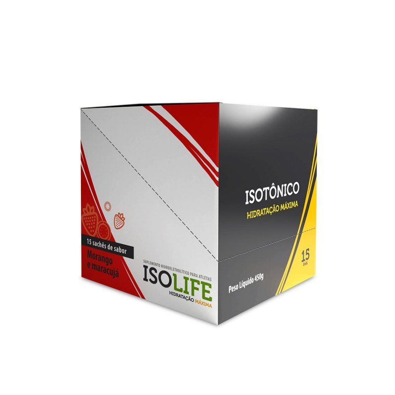 ISO LIFE ISOTONICO, 15 SACHÊS - SABOR MORANGO COM MARACUJA