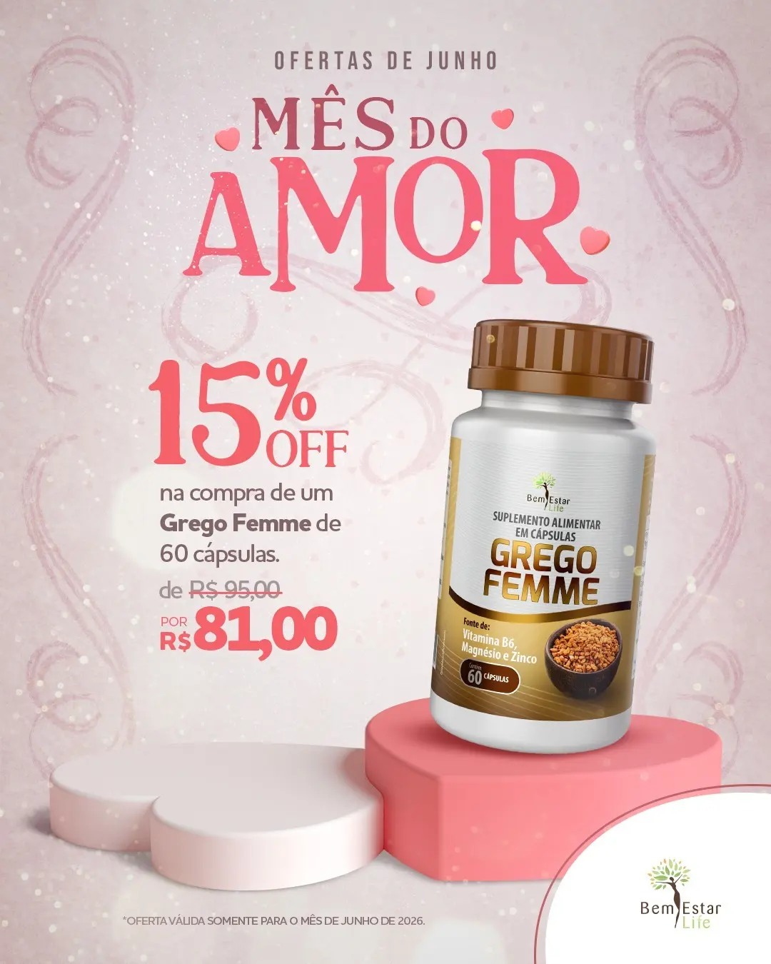 15% DE DESCONTO NA COMPRA DO GREGO FEMME - 60 CAPSULAS