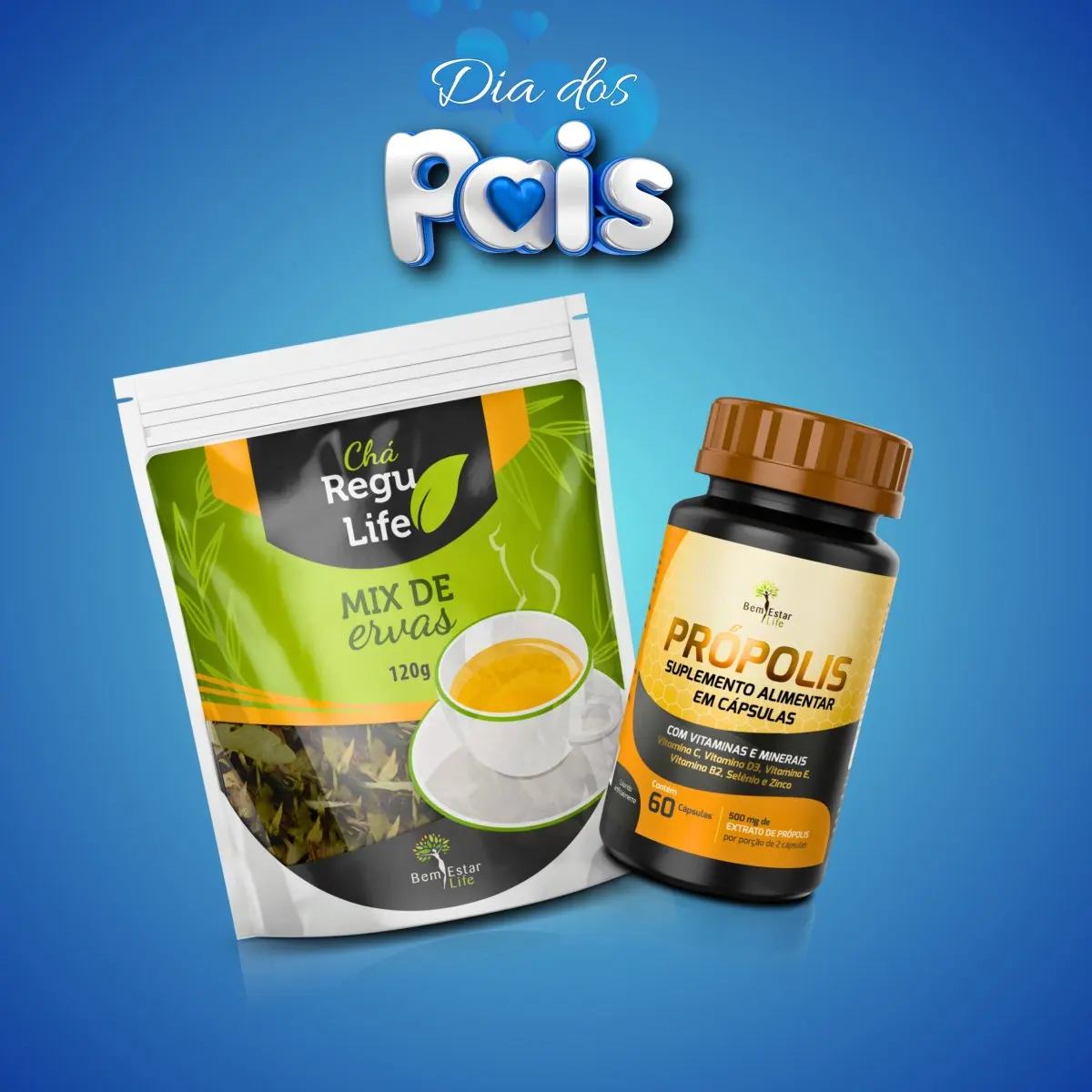 OFERTA: PROPOLIS COM ZINCO E SELENIO 60 CAPSULAS - PRESENTE CHA REGU LIFE PACOTE 120 GR.