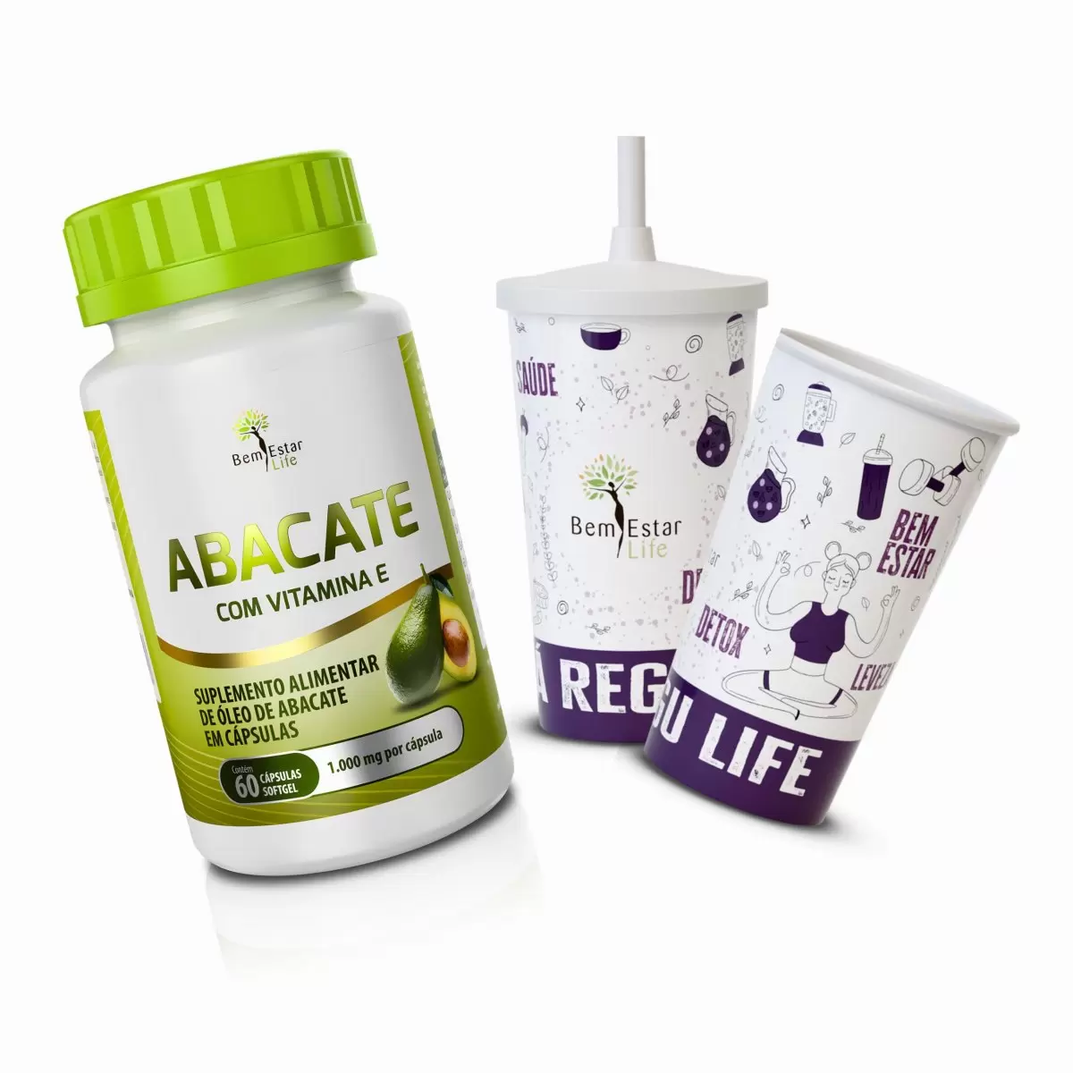 NA COMPRA DE ABACATE DE 60 CAPSULAS - BRINDES COPO DE 550 ML COR ROXO