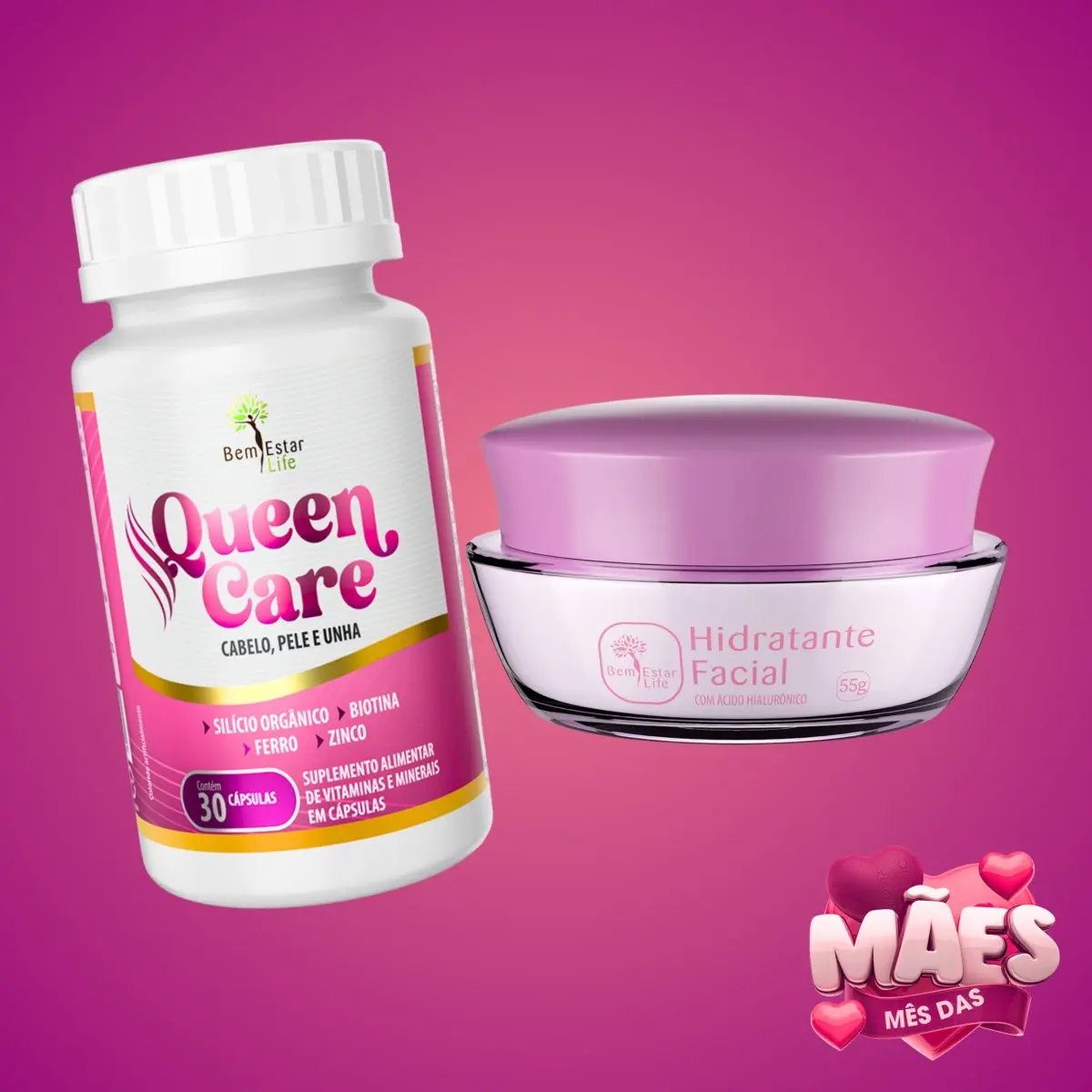 OFERTA: CREME HIDRATANTE FACIAL COM ACIDO HIALURONICO 60 gr - GANHA 50% DESCONTO NO QUEEN CARE *CABELO PELE E UNHA, 30 CAPS.