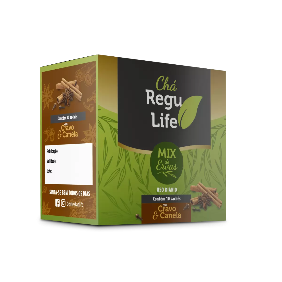 CHÁ REGU LIFE - 10 SACHET - *CRAVO E CANELA* (MATERIAL DE TRABALHO)
