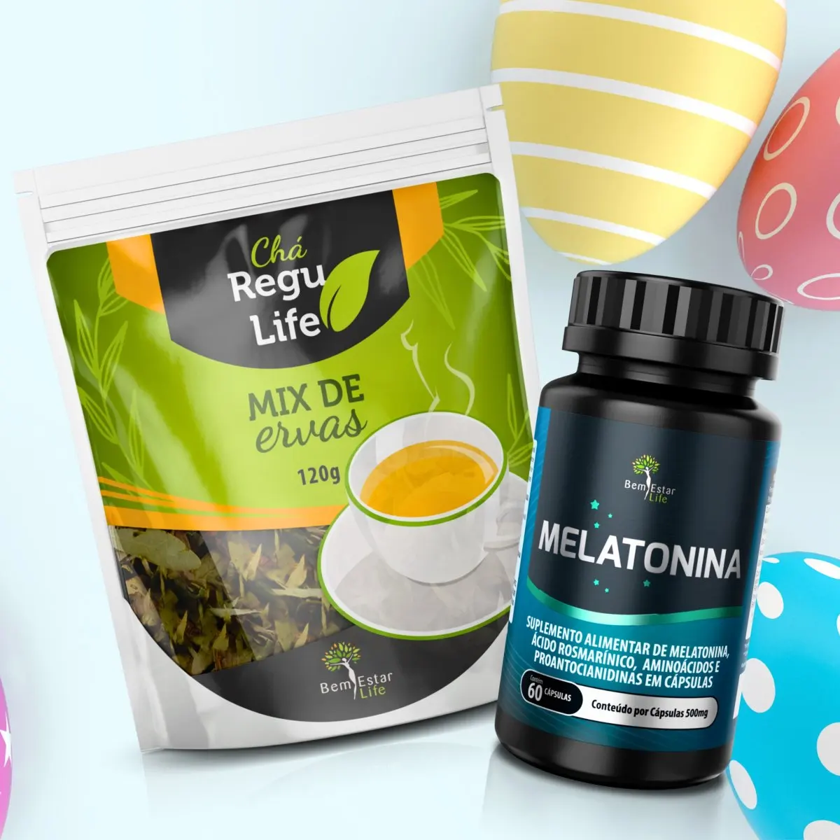 NA COMPRA DE MELATONINA 60 CAPSULAS - BRINDE CHA REGU LIFE PACOTE 120GR.